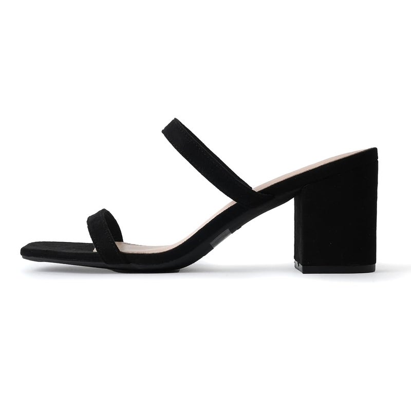 J. Adams Stormi Heeled Sandals Women Dressy Summer Flat Mules- Square Toe Double Band Low Block Heel Sandals - Chunky Sandals for Women - Summer Sandals, Womens Dress Sandals, Women's Heeled Sandals - Image 2